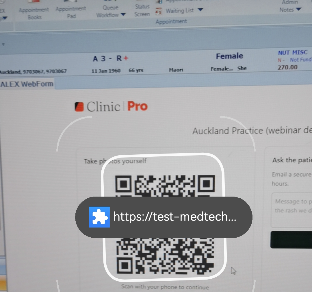 A phone scanning the QR code